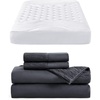 image:imageBedsure White California King Mattress Pad Bundle California King Sheets Grey