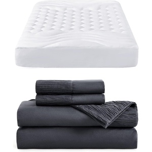 image:imageBedsure White California King Mattress Pad Bundle California King Sheets Grey