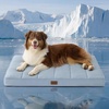 image:imageBedsure XL Dog Bed for Crate Pet Bed with Washable Cover 41x27 Inch Grey  Orthopedic Egg Crate Foam Flat Rectangle Sherpa Mat NonSlip Bottom Comfy Removable Cover For Extra Large Pets  65 lbsCooling Blue