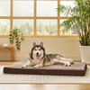 image:imageBedsure XL Dog Bed for Crate Pet Bed with Washable Cover 41x27 Inch Grey  Orthopedic Egg Crate Foam Flat Rectangle Sherpa Mat NonSlip Bottom Comfy Removable Cover For Extra Large Pets  65 lbsBrown
