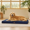 image:imageBedsure XL Dog Bed for Crate Pet Bed with Washable Cover 41x27 Inch Grey  Orthopedic Egg Crate Foam Flat Rectangle Sherpa Mat NonSlip Bottom Comfy Removable Cover For Extra Large Pets  65 lbsAsh Navy