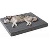 image:imageBedsure XL Dog Bed for Crate Pet Bed with Washable Cover 41x27 Inch Grey  Orthopedic Egg Crate Foam Flat Rectangle Sherpa Mat NonSlip Bottom Comfy Removable Cover For Extra Large Pets  65 lbsDark Grey