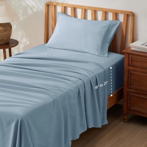 image:imageBedsure Deep Pocket Queen Sheet Set  Fits Mattresses Up to 21 Inches Thick  4 Piece GentleSoft Bed Sheets Moisture Wicking Soft amp Cooling Bedsheet amp Pillowcases Easy amp Secure Fit Red12  Mineral Blue