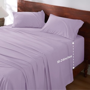 image:imageBedsure Deep Pocket Queen Sheet Set  Fits Mattresses Up to 21 Inches Thick  4 Piece GentleSoft Bed Sheets Moisture Wicking Soft amp Cooling Bedsheet amp Pillowcases Easy amp Secure Fit Red10  Light Purple