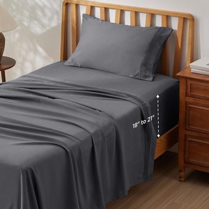 image:imageBedsure Deep Pocket Queen Sheet Set  Fits Mattresses Up to 21 Inches Thick  4 Piece GentleSoft Bed Sheets Moisture Wicking Soft amp Cooling Bedsheet amp Pillowcases Easy amp Secure Fit Red03  Dark Grey