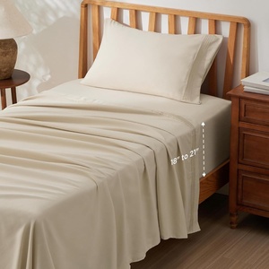 image:imageBedsure Deep Pocket Queen Sheet Set  Fits Mattresses Up to 21 Inches Thick  4 Piece GentleSoft Bed Sheets Moisture Wicking Soft amp Cooling Bedsheet amp Pillowcases Easy amp Secure Fit Red04  Beige
