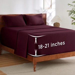 image:imageBedsure Deep Pocket Queen Sheet Set  Fits Mattresses Up to 21 Inches Thick  4 Piece GentleSoft Bed Sheets Moisture Wicking Soft amp Cooling Bedsheet amp Pillowcases Easy amp Secure Fit RedRed