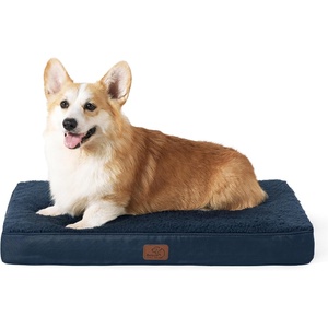 image:imageBedsure XL Dog Bed for Crate Pet Bed with Washable Cover 41x27 Inch Grey  Orthopedic Egg Crate Foam Flat Rectangle Sherpa Mat NonSlip Bottom Comfy Removable Cover For Extra Large Pets  65 lbsAsh Navy