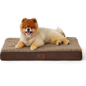 image:imageBedsure XL Dog Bed for Crate Pet Bed with Washable Cover 41x27 Inch Grey  Orthopedic Egg Crate Foam Flat Rectangle Sherpa Mat NonSlip Bottom Comfy Removable Cover For Extra Large Pets  65 lbsBrown