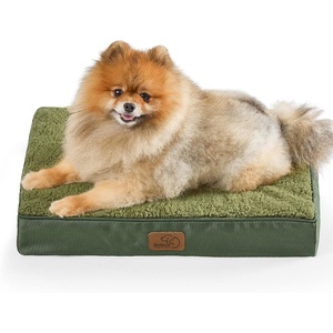 image:imageBedsure XL Dog Bed for Crate Pet Bed with Washable Cover 41x27 Inch Grey  Orthopedic Egg Crate Foam Flat Rectangle Sherpa Mat NonSlip Bottom Comfy Removable Cover For Extra Large Pets  65 lbsDark Green