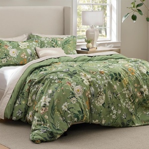 image:imageBedsure Comforter Set Queen Size  Cute Floral Bedding Comforter Set 3 Pieces 1 Soft Reversible Desert Sage Sketch Flowers Comforter and 2 Pillow ShamsCartoon