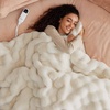 image:imageBedsure Electric Blanket King Size  Thick Striped Flannel Electric Blanket with Dual Control Heating with 6 Heat Settings amp 6 Time Settings 8 hrs Timer Auto Shut Off 90x100 White12  Coconut White