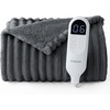 image:imageBedsure Electric Blanket King Size  Thick Striped Flannel Electric Blanket with Dual Control Heating with 6 Heat Settings amp 6 Time Settings 8 hrs Timer Auto Shut Off 90x100 White02  Grey