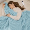 image:imageBedsure Electric Blanket King Size  Thick Striped Flannel Electric Blanket with Dual Control Heating with 6 Heat Settings amp 6 Time Settings 8 hrs Timer Auto Shut Off 90x100 White05  Light Blue
