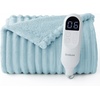 image:imageBedsure Electric Blanket King Size  Thick Striped Flannel Electric Blanket with Dual Control Heating with 6 Heat Settings amp 6 Time Settings 8 hrs Timer Auto Shut Off 90x100 White05  Light Blue