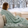 image:imageBedsure Electric Blanket King Size  Thick Striped Flannel Electric Blanket with Dual Control Heating with 6 Heat Settings amp 6 Time Settings 8 hrs Timer Auto Shut Off 90x100 White04  Emerald Green