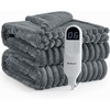 image:imageBedsure Electric Blanket King Size  Thick Striped Flannel Electric Blanket with Dual Control Heating with 6 Heat Settings amp 6 Time Settings 8 hrs Timer Auto Shut Off 90x100 White02  Grey