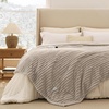 image:imageBedsure Electric Blanket King Size  Thick Striped Flannel Electric Blanket with Dual Control Heating with 6 Heat Settings amp 6 Time Settings 8 hrs Timer Auto Shut Off 90x100 White03  Linen