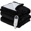image:imageBedsure Ribbed Electric Blanket Full Coconut White Heated Blanket Preheat  Fast Heating 6 Heat amp 6 Timer Up to 10H Settings 8 Hours AutoOff ETL amp FCC Flannel Sherpa Gifts for Grandma 72x8410  Black