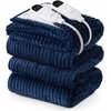 image:imageBedsure Ribbed Electric Blanket Full Coconut White Heated Blanket Preheat  Fast Heating 6 Heat amp 6 Timer Up to 10H Settings 8 Hours AutoOff ETL amp FCC Flannel Sherpa Gifts for Grandma 72x8403  Navy