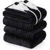 image:imageBedsure Ribbed Electric Blanket Full Coconut White Heated Blanket Preheat  Fast Heating 6 Heat amp 6 Timer Up to 10H Settings 8 Hours AutoOff ETL amp FCC Flannel Sherpa Gifts for Grandma 72x8410  Black