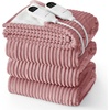 image:imageBedsure Ribbed Electric Blanket Full Coconut White Heated Blanket Preheat  Fast Heating 6 Heat amp 6 Timer Up to 10H Settings 8 Hours AutoOff ETL amp FCC Flannel Sherpa Gifts for Grandma 72x8406  Pink