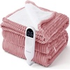 image:imageBedsure Ribbed Electric Blanket Full Coconut White Heated Blanket Preheat  Fast Heating 6 Heat amp 6 Timer Up to 10H Settings 8 Hours AutoOff ETL amp FCC Flannel Sherpa Gifts for Grandma 72x8406  Pink