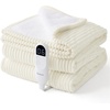 image:imageBedsure Ribbed Electric Blanket Full Coconut White Heated Blanket Preheat  Fast Heating 6 Heat amp 6 Timer Up to 10H Settings 8 Hours AutoOff ETL amp FCC Flannel Sherpa Gifts for Grandma 72x8407  Coconut White