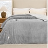 image:imageBedsure Ribbed Electric Blanket Full Coconut White Heated Blanket Preheat  Fast Heating 6 Heat amp 6 Timer Up to 10H Settings 8 Hours AutoOff ETL amp FCC Flannel Sherpa Gifts for Grandma 72x8402  Harbor Mist