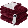 image:imageBedsure Ribbed Electric Blanket Full Coconut White Heated Blanket Preheat  Fast Heating 6 Heat amp 6 Timer Up to 10H Settings 8 Hours AutoOff ETL amp FCC Flannel Sherpa Gifts for Grandma 72x8408  Burgundy