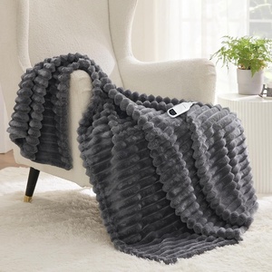 image:imageBedsure Electric Blanket King Size  Thick Striped Flannel Electric Blanket with Dual Control Heating with 6 Heat Settings amp 6 Time Settings 8 hrs Timer Auto Shut Off 90x100 White02  Grey