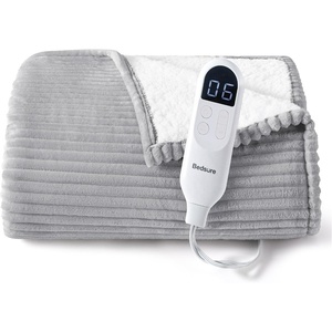 image:imageBedsure Ribbed Electric Blanket Full Coconut White Heated Blanket Preheat  Fast Heating 6 Heat amp 6 Timer Up to 10H Settings 8 Hours AutoOff ETL amp FCC Flannel Sherpa Gifts for Grandma 72x8402  Harbor Mist