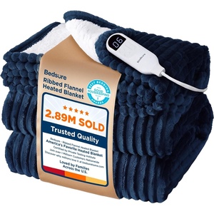 image:imageBedsure Ribbed Electric Blanket Full Coconut White Heated Blanket Preheat  Fast Heating 6 Heat amp 6 Timer Up to 10H Settings 8 Hours AutoOff ETL amp FCC Flannel Sherpa Gifts for Grandma 72x8404  Navy