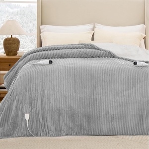 image:imageBedsure Ribbed Electric Blanket Full Coconut White Heated Blanket Preheat  Fast Heating 6 Heat amp 6 Timer Up to 10H Settings 8 Hours AutoOff ETL amp FCC Flannel Sherpa Gifts for Grandma 72x8404  Harbor Mist