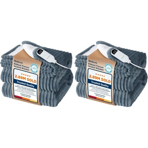 image:imageBedsure Ribbed Electric Blanket Full Coconut White Heated Blanket Preheat  Fast Heating 6 Heat amp 6 Timer Up to 10H Settings 8 Hours AutoOff ETL amp FCC Flannel Sherpa Gifts for Grandma 72x8401  Grey