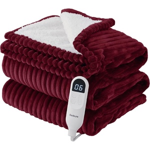 image:imageBedsure Ribbed Electric Blanket Full Coconut White Heated Blanket Preheat  Fast Heating 6 Heat amp 6 Timer Up to 10H Settings 8 Hours AutoOff ETL amp FCC Flannel Sherpa Gifts for Grandma 72x8408  Burgundy
