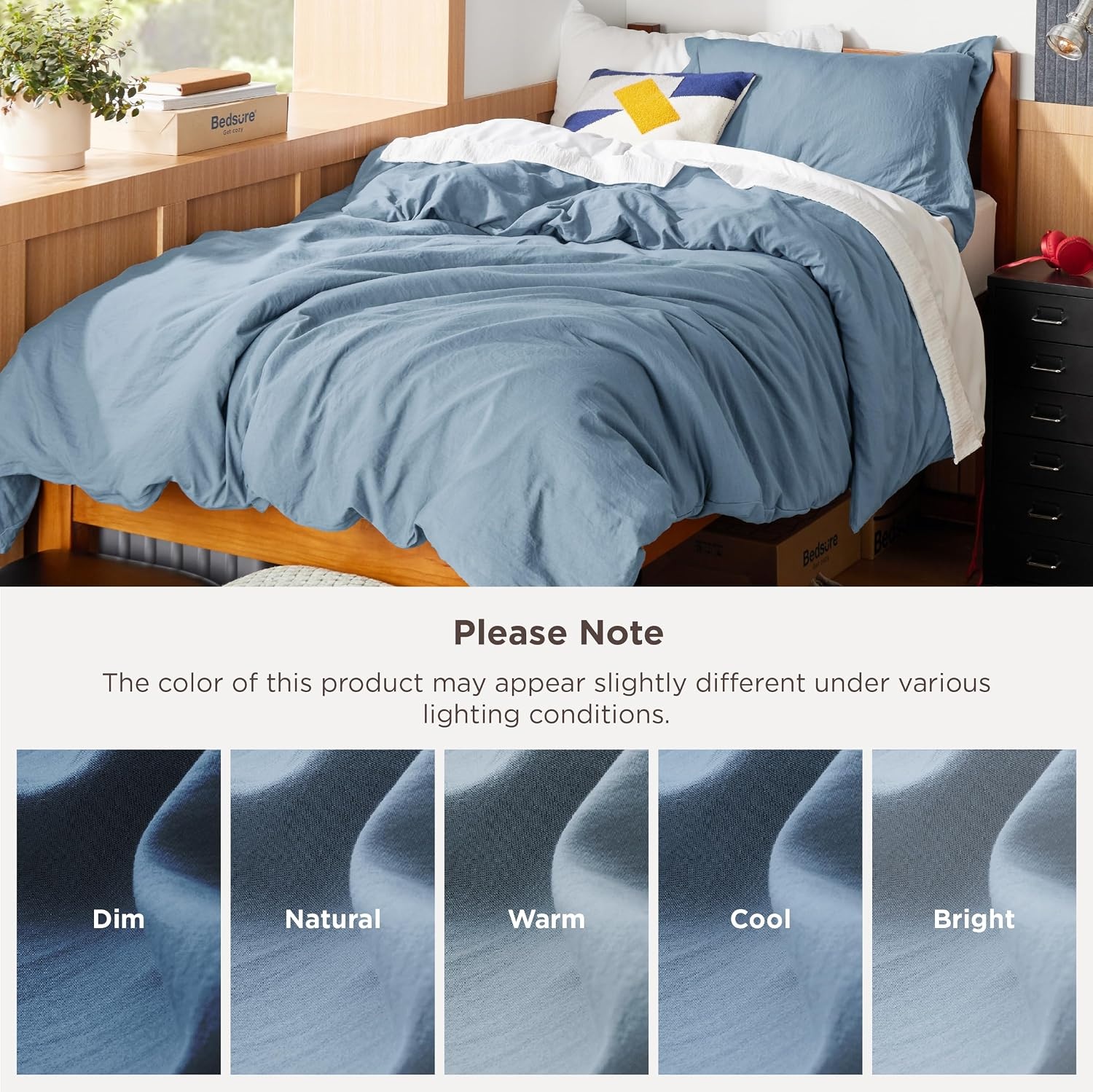 image:imageBedsure Tan Gingham Ruffle Duvet Cover SetVintage Farmhouse Bedding Queen  Cottagecore Aesthetic Ruffle Edges Soft Lightweight Hidden Zipper Inner Ties 90x90 Comforter Cover 2 Pillow Shams05  Dusty Blue No Comforter