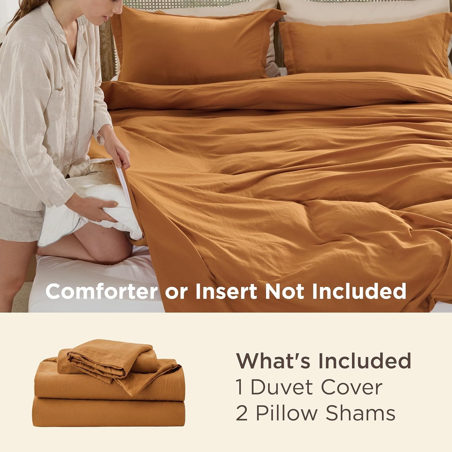 image:imageBedsure Tan Gingham Ruffle Duvet Cover SetVintage Farmhouse Bedding Queen  Cottagecore Aesthetic Ruffle Edges Soft Lightweight Hidden Zipper Inner Ties 90x90 Comforter Cover 2 Pillow Shams08  Gold No Comforter