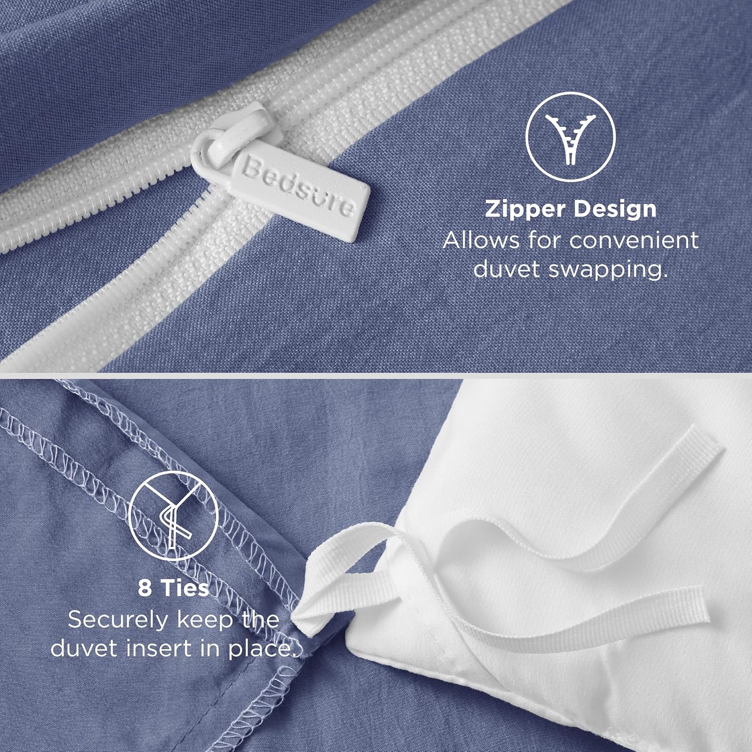 image:imageBedsure Tan Gingham Ruffle Duvet Cover SetVintage Farmhouse Bedding Queen  Cottagecore Aesthetic Ruffle Edges Soft Lightweight Hidden Zipper Inner Ties 90x90 Comforter Cover 2 Pillow Shams05  Slate Blue No Comforter