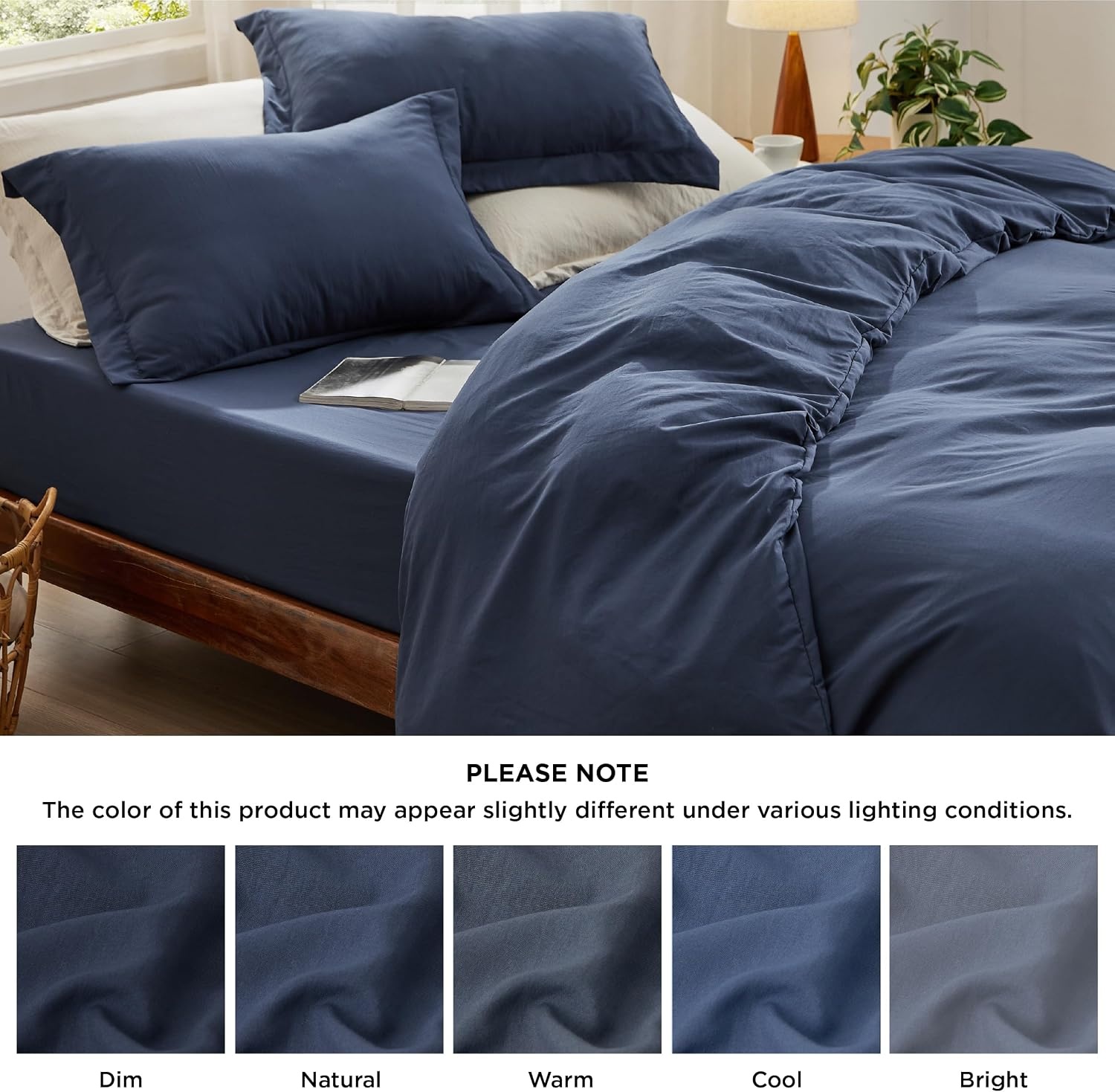 image:imageBedsure Tan Gingham Ruffle Duvet Cover SetVintage Farmhouse Bedding Queen  Cottagecore Aesthetic Ruffle Edges Soft Lightweight Hidden Zipper Inner Ties 90x90 Comforter Cover 2 Pillow Shams01  Navy No Comforter