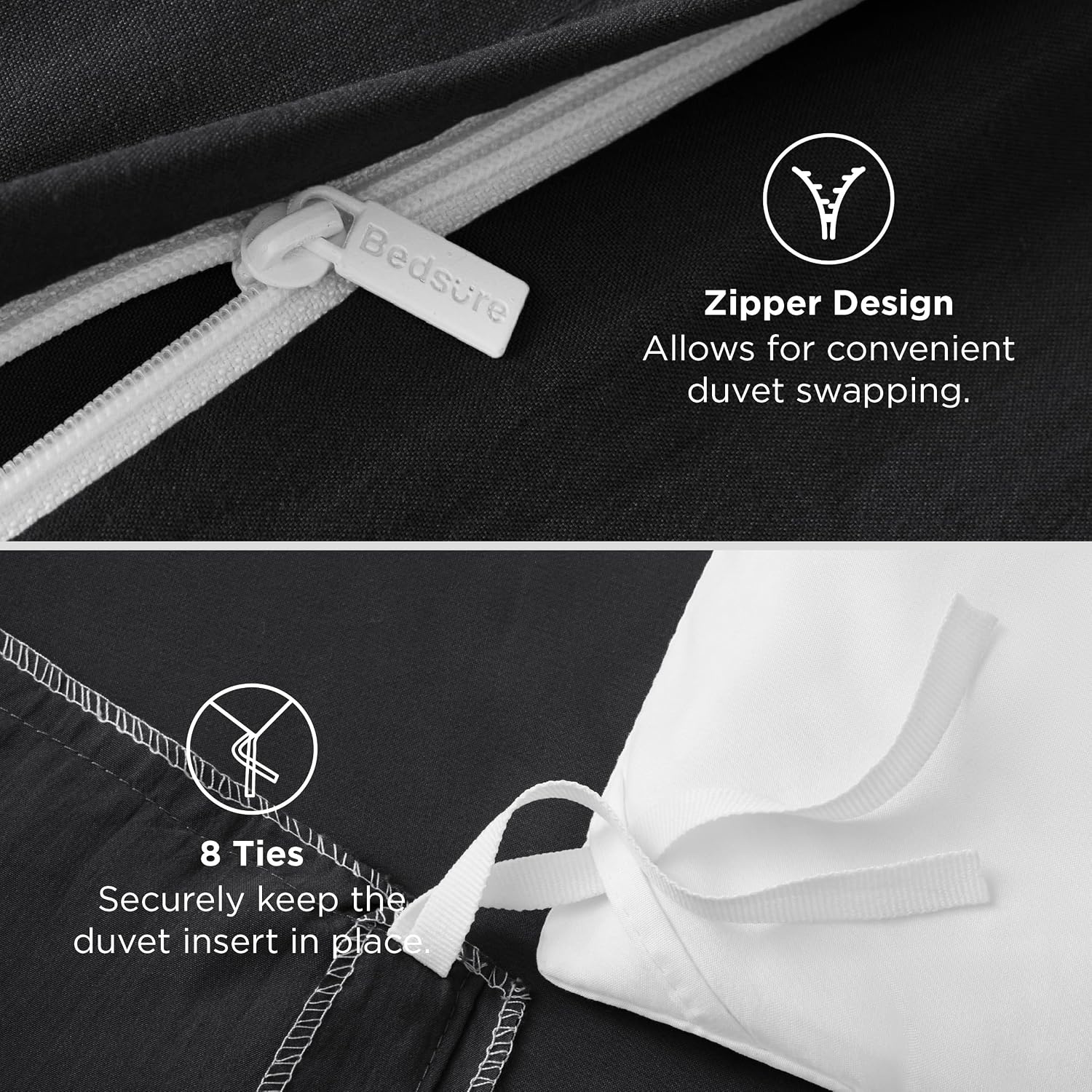 image:imageBedsure Tan Gingham Ruffle Duvet Cover SetVintage Farmhouse Bedding Queen  Cottagecore Aesthetic Ruffle Edges Soft Lightweight Hidden Zipper Inner Ties 90x90 Comforter Cover 2 Pillow Shams04  Black No Comforter