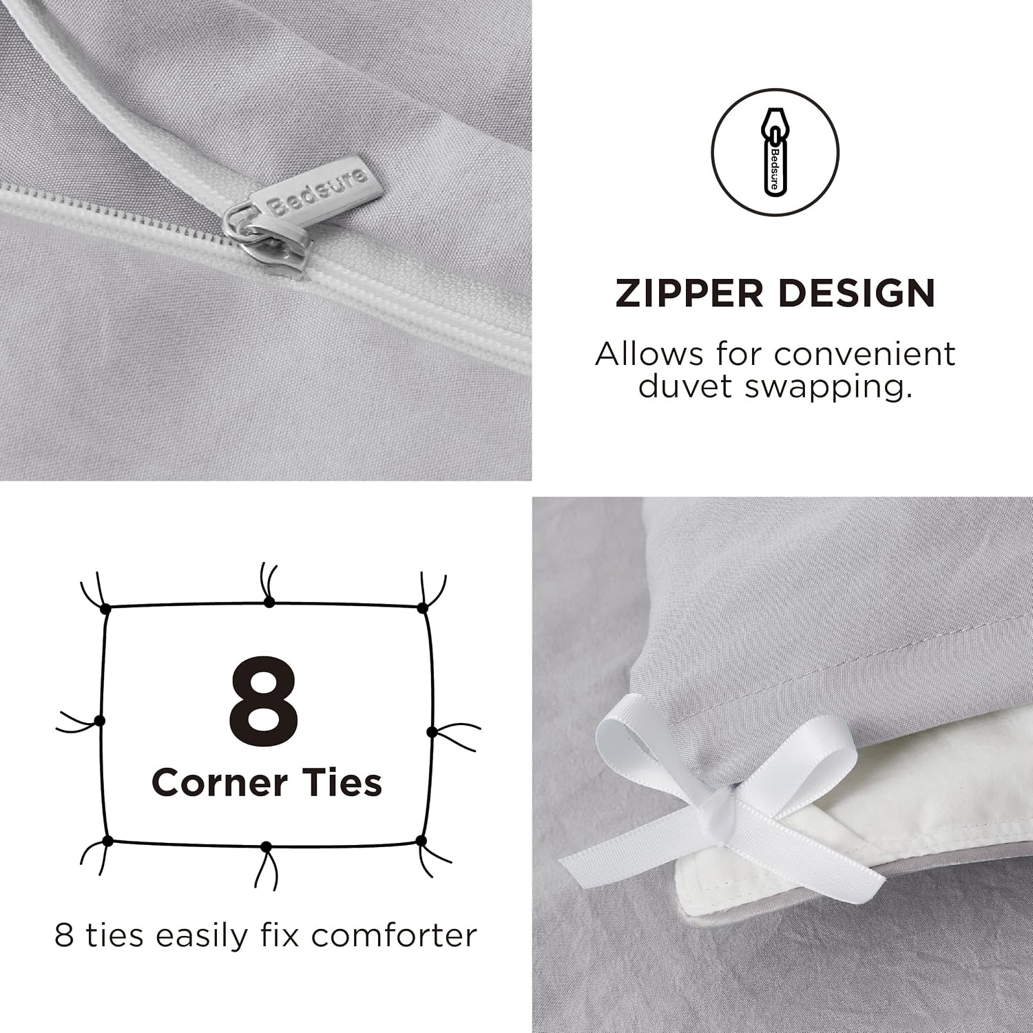 image:imageBedsure Tan Gingham Ruffle Duvet Cover SetVintage Farmhouse Bedding Queen  Cottagecore Aesthetic Ruffle Edges Soft Lightweight Hidden Zipper Inner Ties 90x90 Comforter Cover 2 Pillow Shams04  Light Grey No Comforter