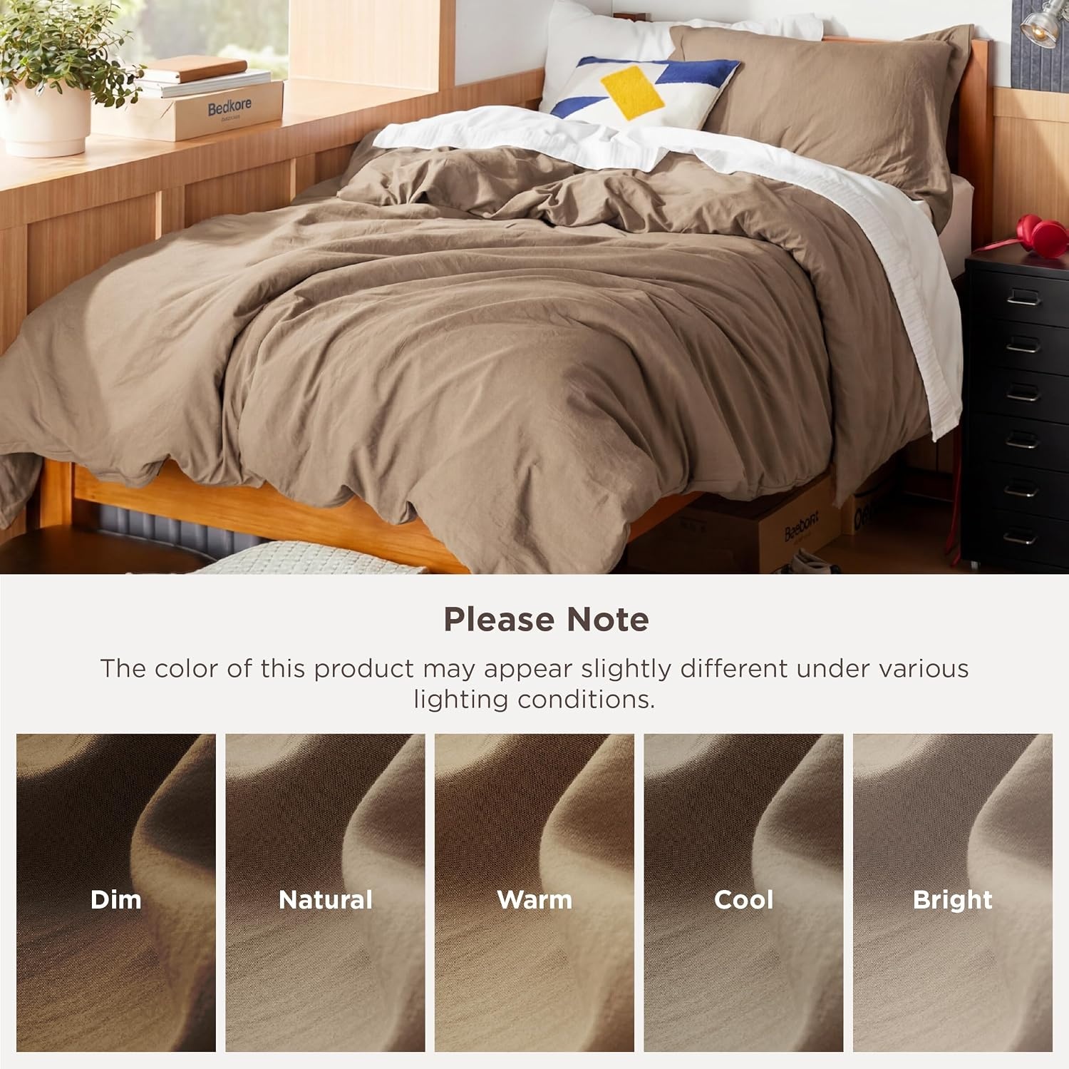 image:imageBedsure Tan Gingham Ruffle Duvet Cover SetVintage Farmhouse Bedding Queen  Cottagecore Aesthetic Ruffle Edges Soft Lightweight Hidden Zipper Inner Ties 90x90 Comforter Cover 2 Pillow Shams02  Brown No Comforter