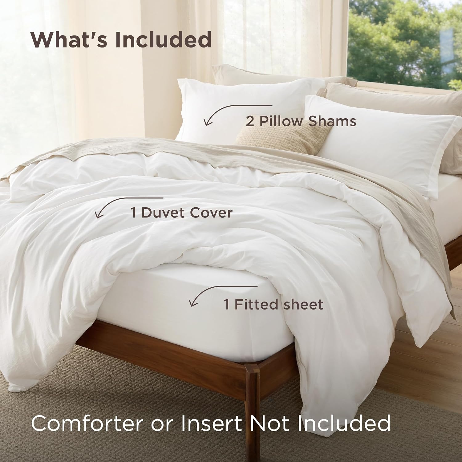 image:imageBedsure Tan Gingham Ruffle Duvet Cover SetVintage Farmhouse Bedding Queen  Cottagecore Aesthetic Ruffle Edges Soft Lightweight Hidden Zipper Inner Ties 90x90 Comforter Cover 2 Pillow Shams00  White No Comforter