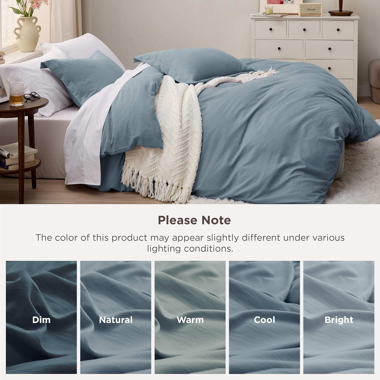 image:imageBedsure Tan Gingham Ruffle Duvet Cover SetVintage Farmhouse Bedding Queen  Cottagecore Aesthetic Ruffle Edges Soft Lightweight Hidden Zipper Inner Ties 90x90 Comforter Cover 2 Pillow Shams05  Dusty Blue No Comforter