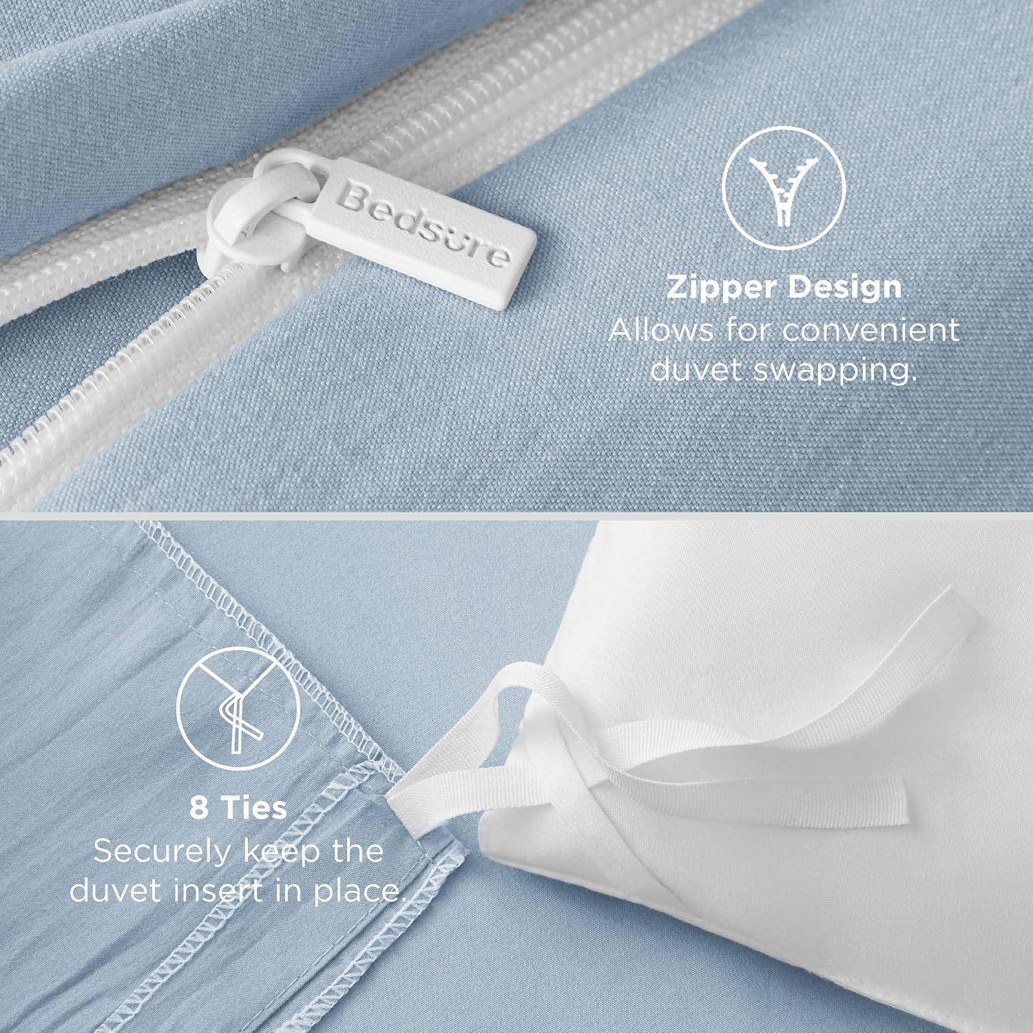 image:imageBedsure Tan Gingham Ruffle Duvet Cover SetVintage Farmhouse Bedding Queen  Cottagecore Aesthetic Ruffle Edges Soft Lightweight Hidden Zipper Inner Ties 90x90 Comforter Cover 2 Pillow Shams05  Celestial Blue No Comforter