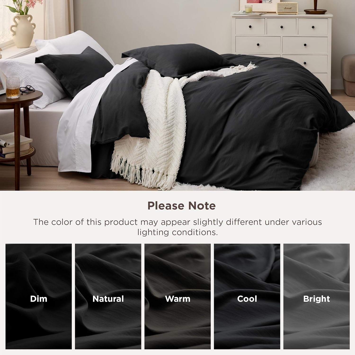 image:imageBedsure Tan Gingham Ruffle Duvet Cover SetVintage Farmhouse Bedding Queen  Cottagecore Aesthetic Ruffle Edges Soft Lightweight Hidden Zipper Inner Ties 90x90 Comforter Cover 2 Pillow Shams04  Black No Comforter