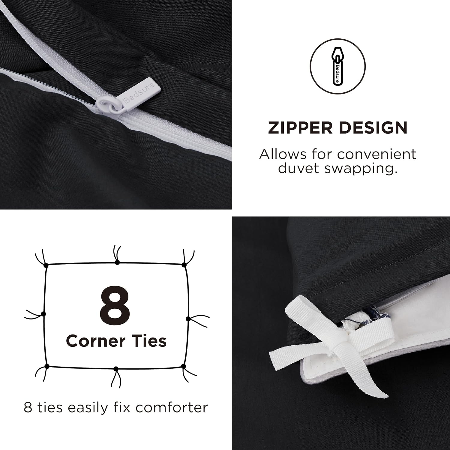 image:imageBedsure Tan Gingham Ruffle Duvet Cover SetVintage Farmhouse Bedding Queen  Cottagecore Aesthetic Ruffle Edges Soft Lightweight Hidden Zipper Inner Ties 90x90 Comforter Cover 2 Pillow Shams04  Black No Comforter