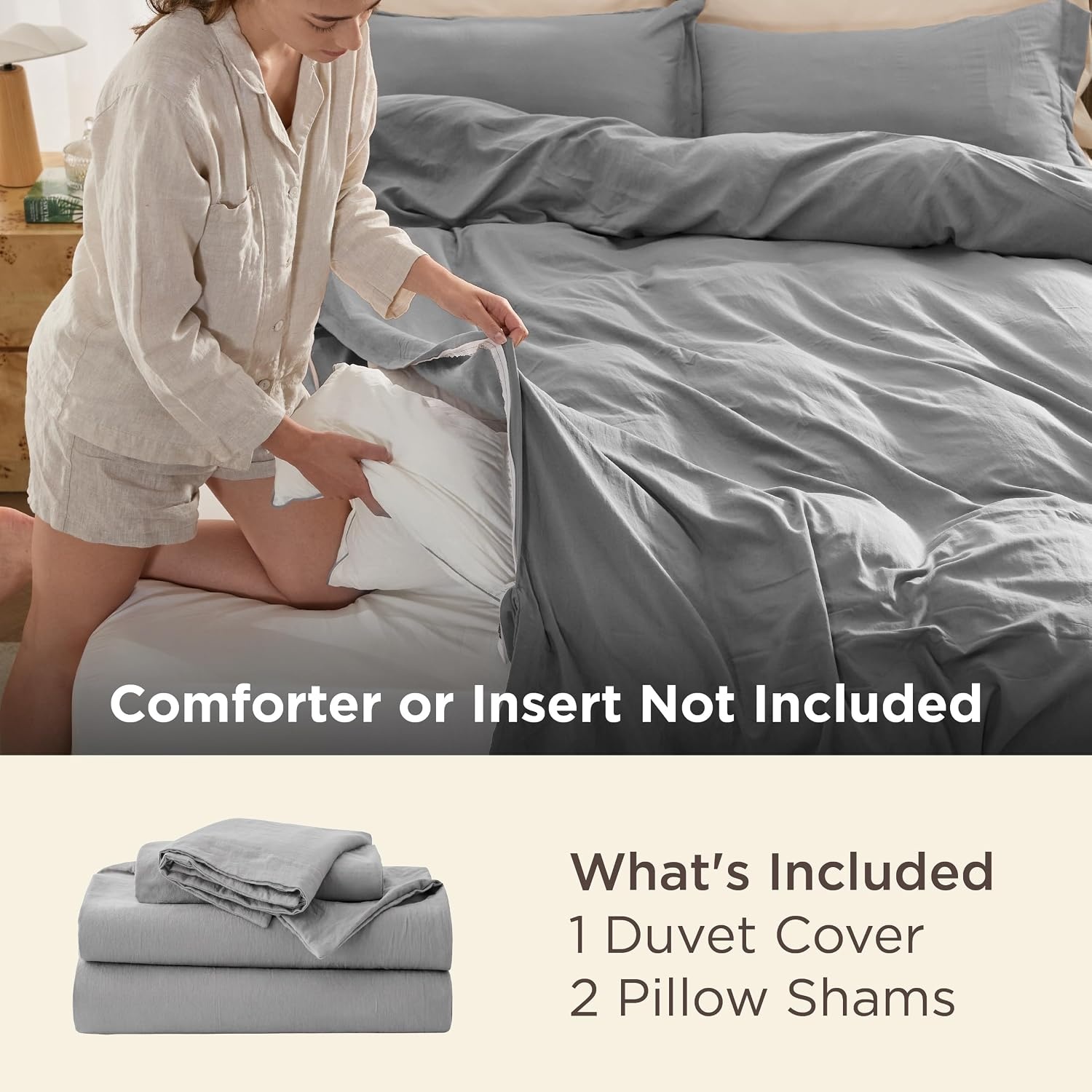 image:imageBedsure Tan Gingham Ruffle Duvet Cover SetVintage Farmhouse Bedding Queen  Cottagecore Aesthetic Ruffle Edges Soft Lightweight Hidden Zipper Inner Ties 90x90 Comforter Cover 2 Pillow Shams04  Grey No Comforter