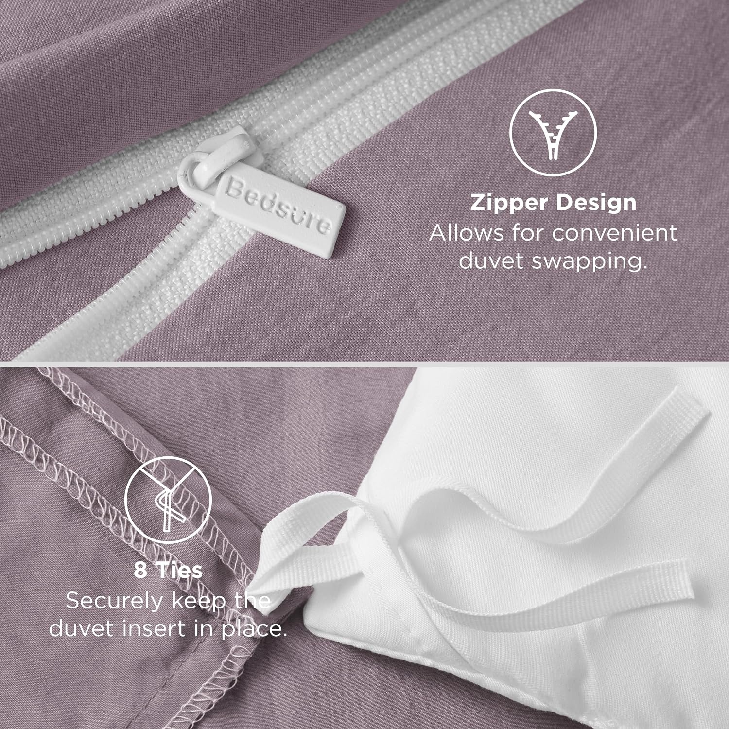 image:imageBedsure Tan Gingham Ruffle Duvet Cover SetVintage Farmhouse Bedding Queen  Cottagecore Aesthetic Ruffle Edges Soft Lightweight Hidden Zipper Inner Ties 90x90 Comforter Cover 2 Pillow Shams06  Lilac Purple No Comforter